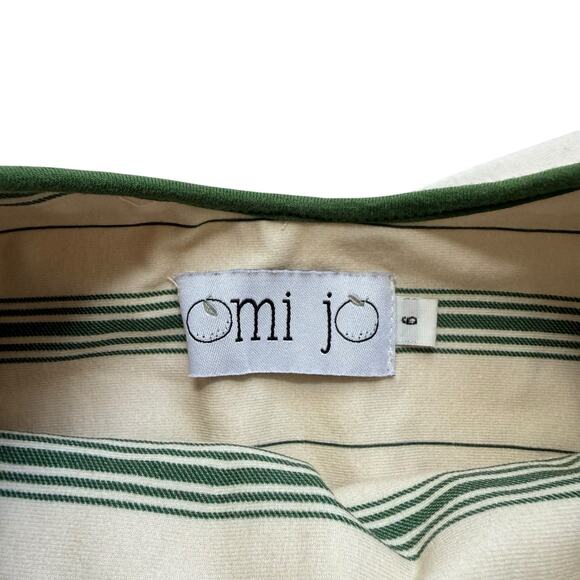 Omi Jo by Well Dressed Wolf Green Stripe Collared Twirl Dress Size 6 - Picture 5 of 5